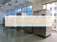 เครื่องล้างพาเลทแบบควบคุมอัตโนมัติ PLC พร้อมถังเก็บของเหลวขนาด 80 ลิตร และเวลาทำให้แห้ง 5 ถึง 15 นาที เหมาะสำหรับพาเลทหลากหลายประเภท